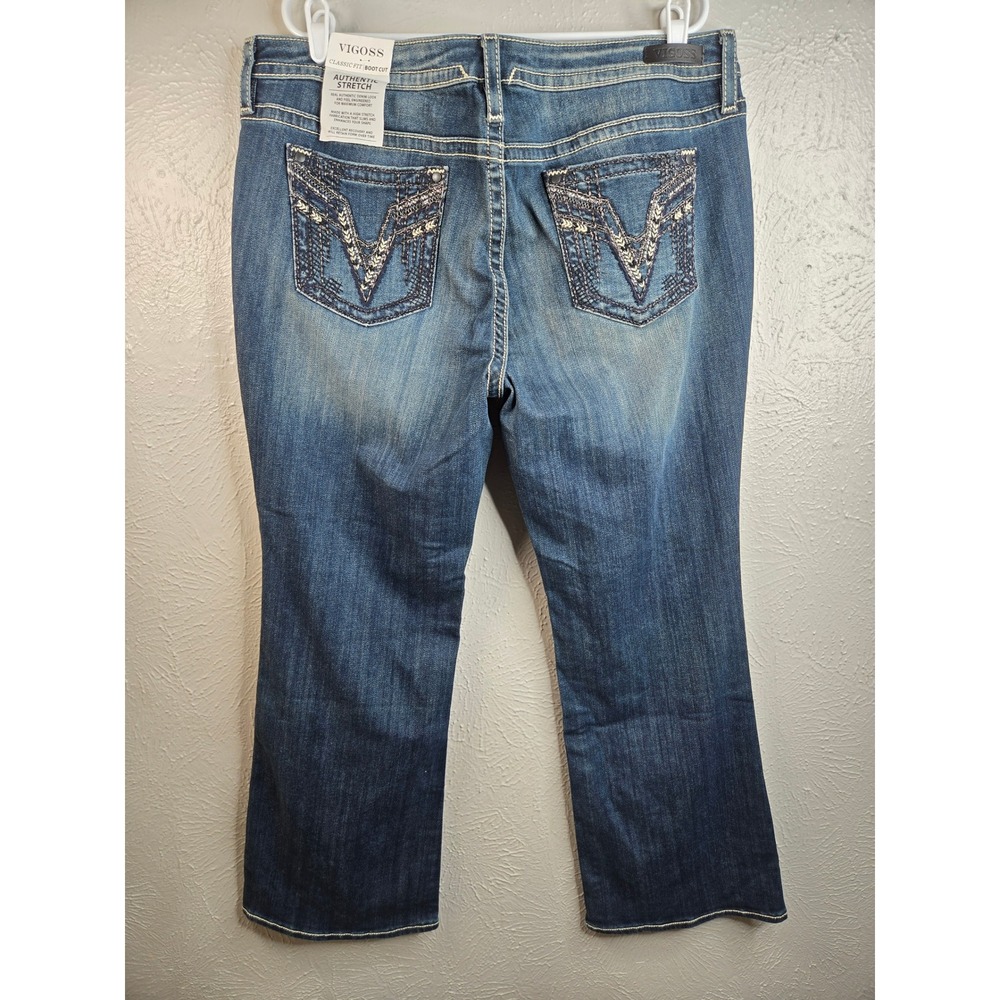 Vigoss Embroidered Western Bootcut Jeans Plus Size 20 W Blue Denim Stretch NEW